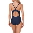 thumbnail image 4 of Adoretex Girl's/Women's Solid Pro One-Piece Athletic Sports Racing Swimsuit Swimwear (FN001)-Navy-32, 4 of 5