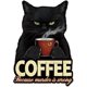 thumbnail image 1 of Letrero de hojalata de gato negro, letreros de hojalata vintage de gato negro y café, póster retro divertido de metal con gato negro, letrero de hojalata vintage divertido, 1 of 7