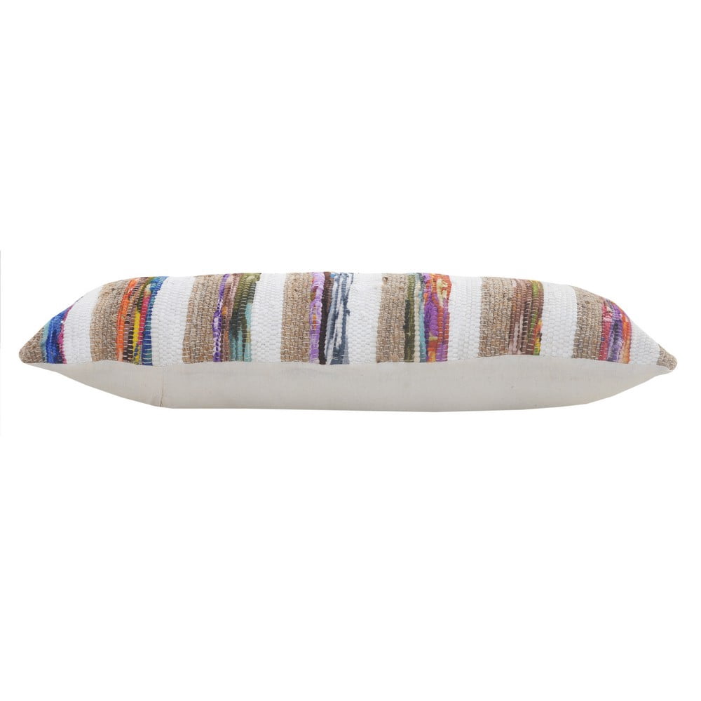 Ox Bay 14" x 36" Hand-Woven White/ Tan Geometric Cotton Blend Pillow Cover