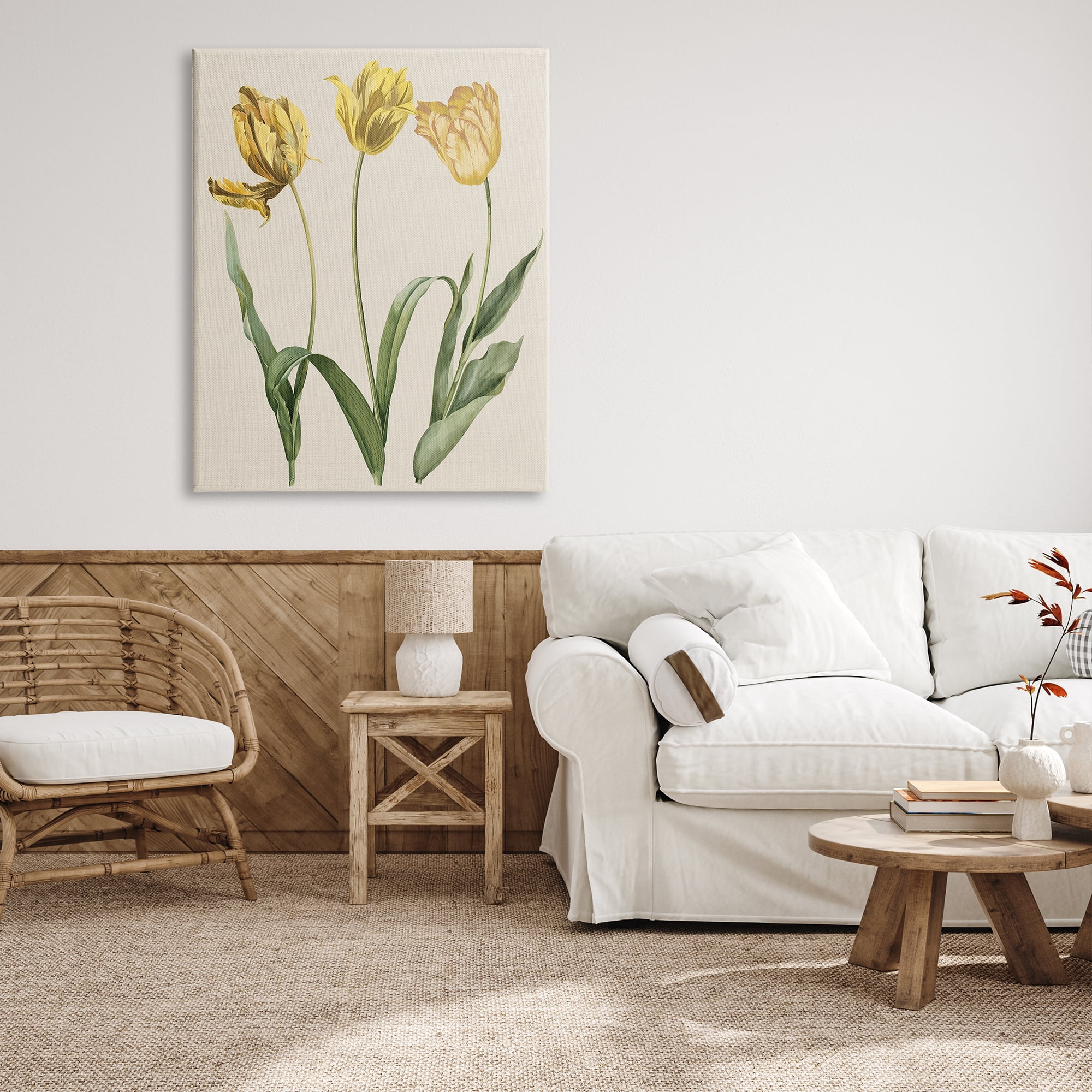 Stupell Industries Three Tulip Sprigs Botanical & Floral Painting Gallery Wrapped Canvas Art Print Wall Art, 36 x 48