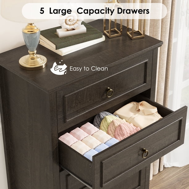 dark brown 5 drawer dresser Homfa 5-Drawer | Storage furniture for retail Size:56 ( $20 will be added ) but not completely eliminating Category: Long Sleeve A-line Silk like Satin