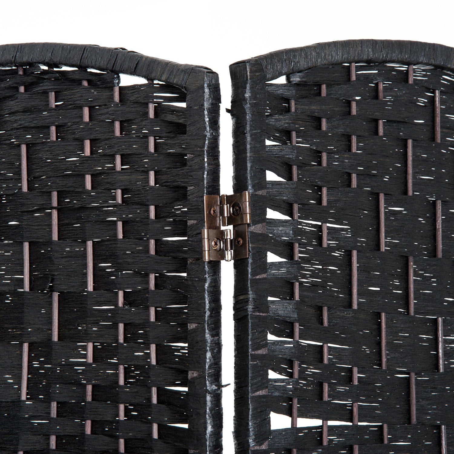 HomCom 6' Tall Wicker Weave 3 Panel Room Divider Privacy Screen - Black Wood