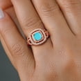 thumbnail image 4 of Gem Stone King 18K Rose Gold Plated Silver Green Turquoise and White Moissanite Ring for Women (1.81 Cttw, Gemstone Birthstone, Cushion Cut 6MM, Size 9), 4 of 4