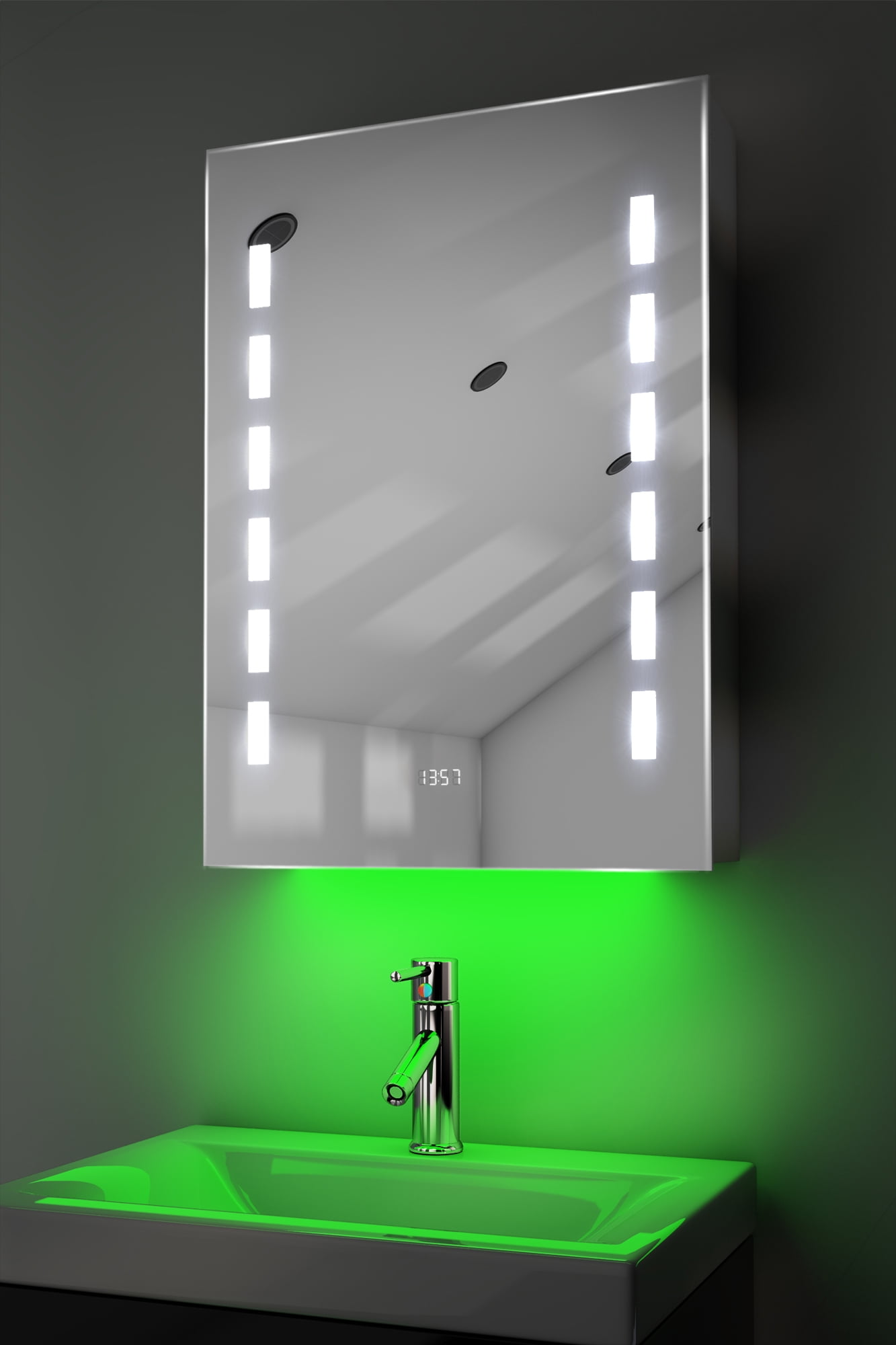 Bathroom Bluetooth Mirror With Ambient Lighting, Clock, Demist