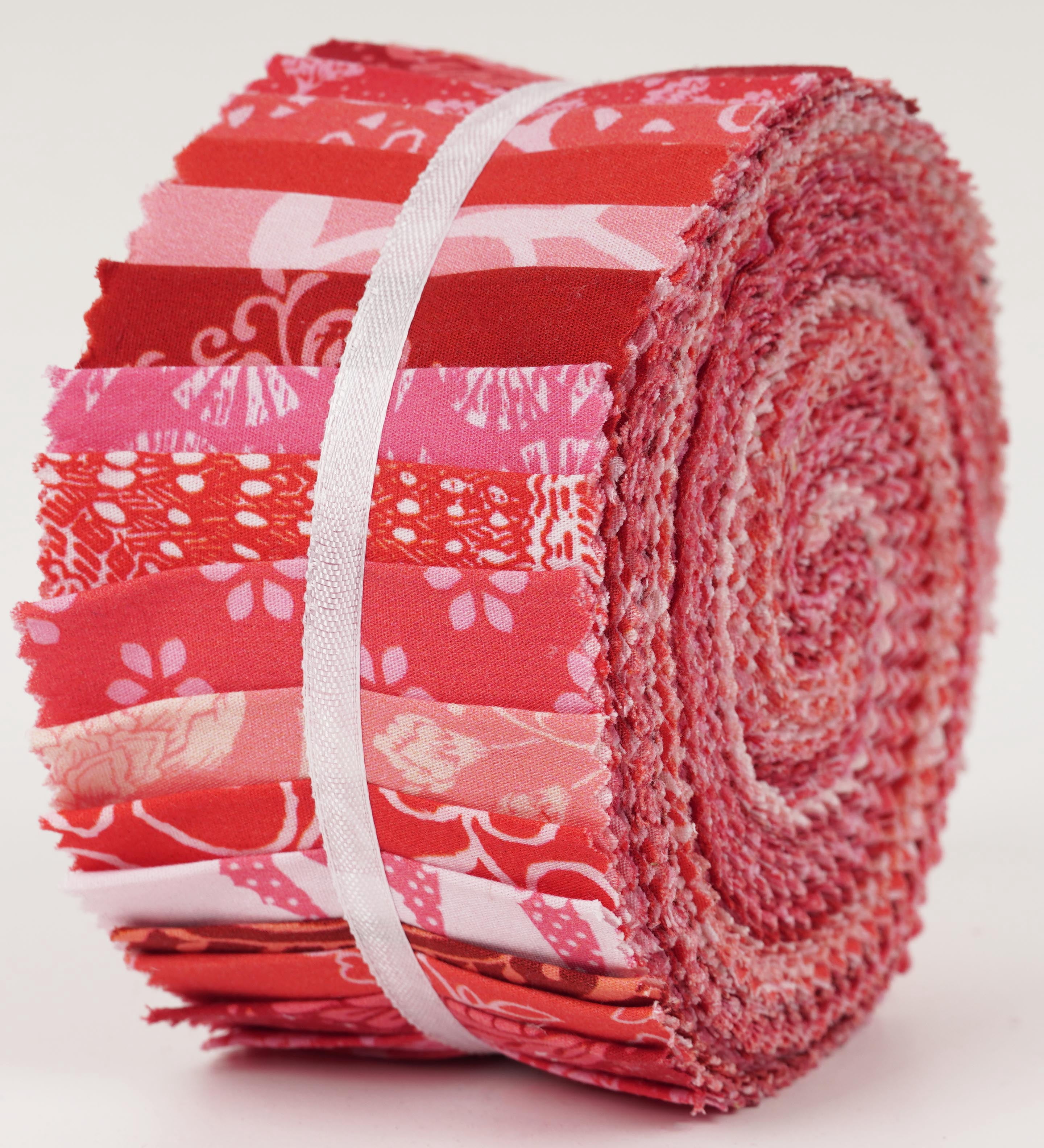 Soimoi 40Pcs Asian Block Print Cotton Precut Fabrics For Quilting Craft Strips 2.5x42inches Jelly Roll - Pink