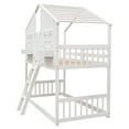 thumbnail image 6 of Bellemave House Bunk Bed Twin Over Twin, Wood Floor Bunk Bed Frame with Roof,Window Box & Small Door for Bedroom, White, 6 of 12