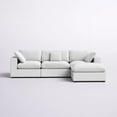 thumbnail image 3 of Mofit Home, Modular Corner Sectional with Ottoman 4pcs for living room, White Linen Feather filled, 3 of 6