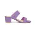 thumbnail image 3 of Women's Dual Straps Mid Chunky Heel Slide Sandals Purple 6, 3 of 7