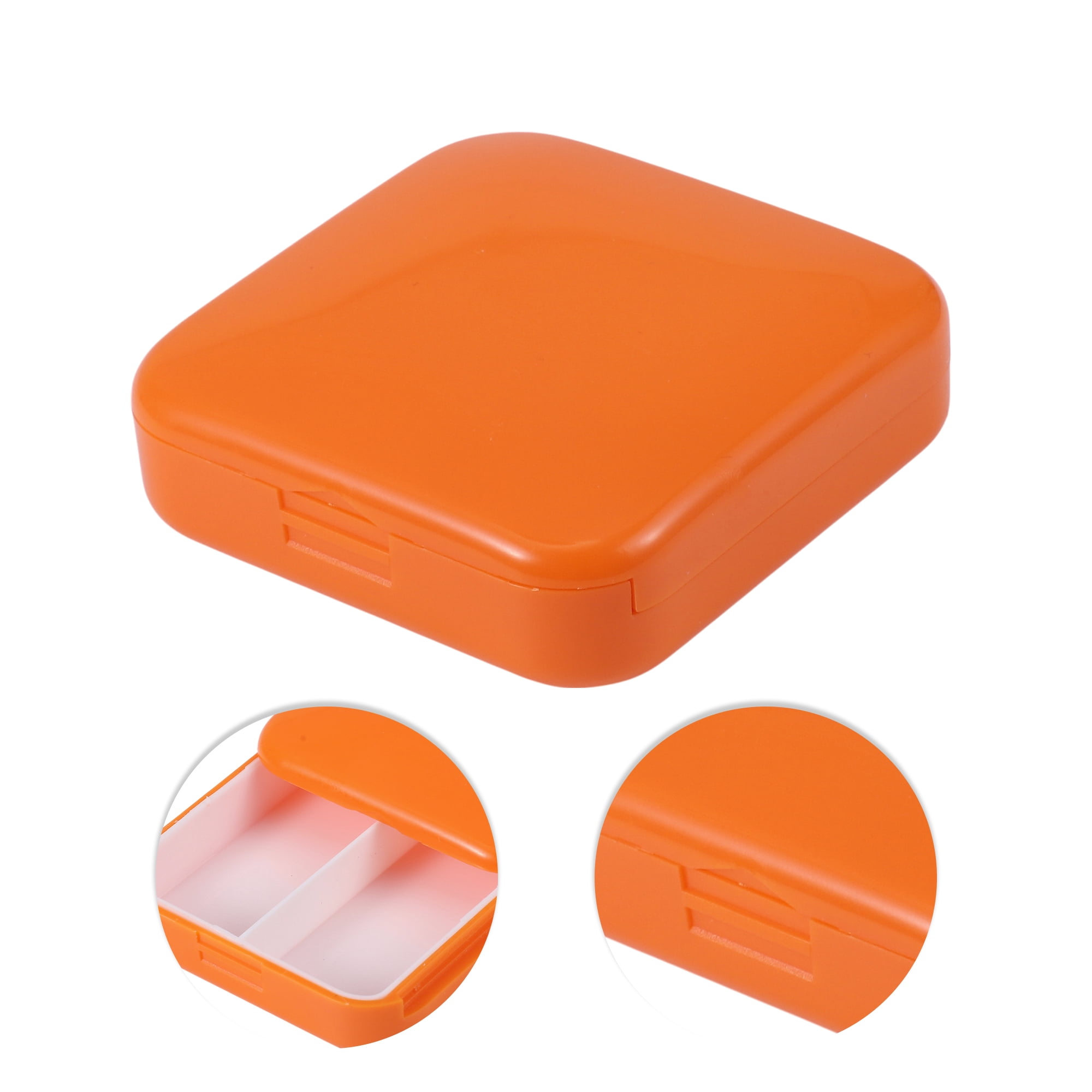 Unique Bargains Durable Square 2 Compartment Pill Case Orange