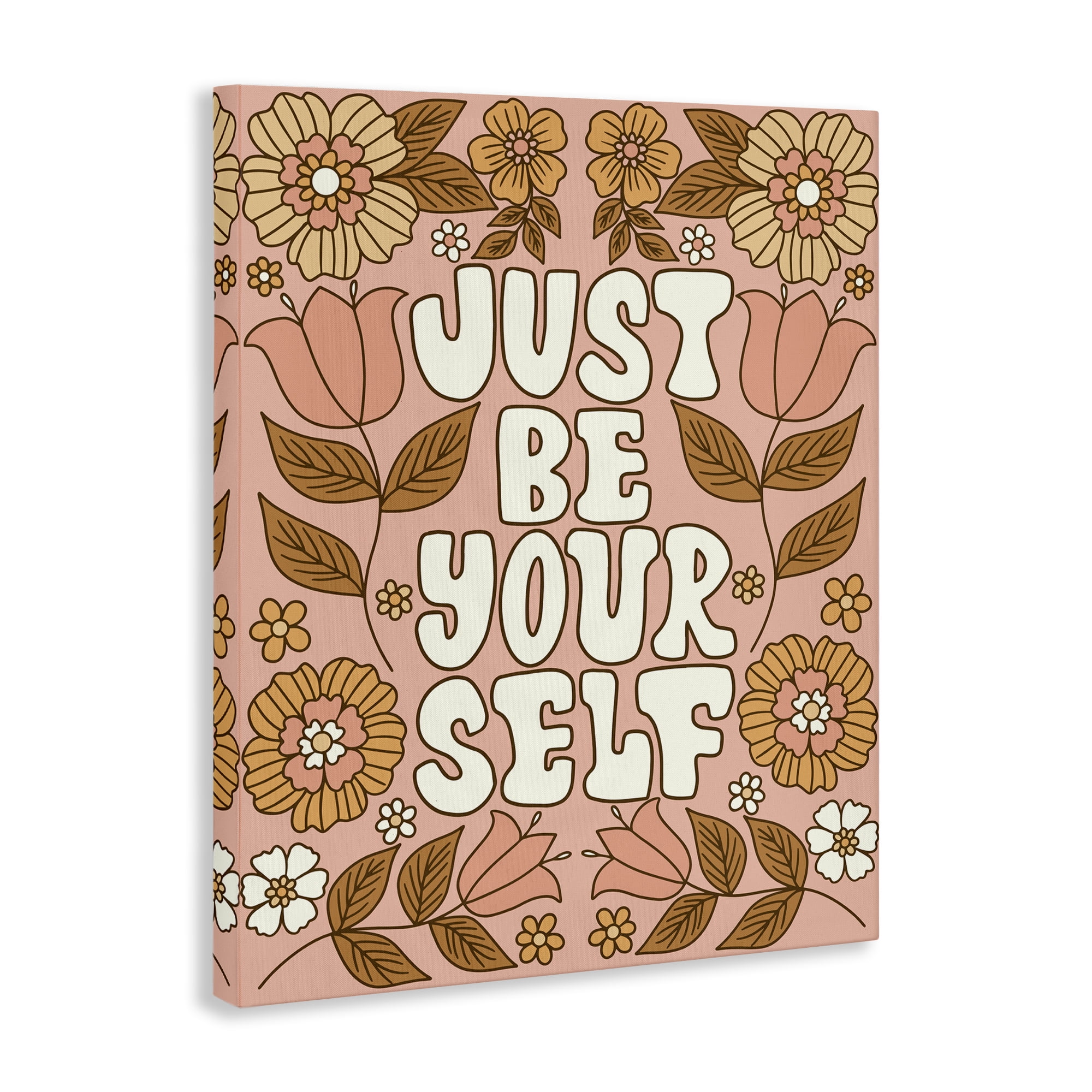 Stupell Industries Groovy Be Yourself Plants & Flowers Painting Wrapped Canvas Art Print Wall Art, 36 x 48