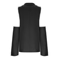 thumbnail image 5 of Cold Shoulder Blazer Dress for Women 2025 Pearl Decor Deep V Neck Double Breasted Elegant Party Cocktail Mini Dresses Black M, 5 of 6