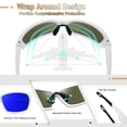 thumbnail image 5 of KANASTAL Blue Sports Sunglasses Mens Polarized Wrap Around Mirrored Womens Rectangular Running Cycling Driving Golf UV400 Protection - White Frame Deep Blue Lens, 5 of 8