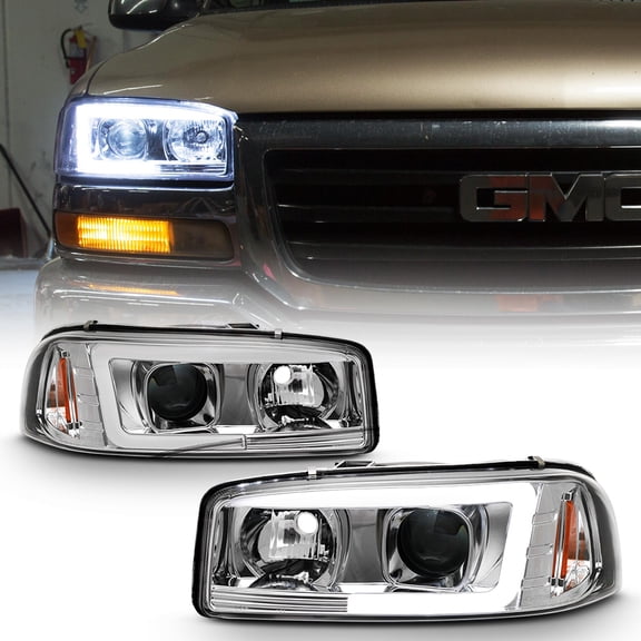 1999-2006 GMC Sierra Yukon Denali LED Light Tube Projector Headlights Headlamps