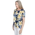 thumbnail image 3 of Alfred Dunner Womens Petite Navy Floral Braided Crew Neck Top, 3 of 4