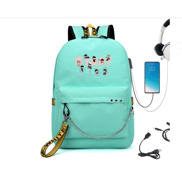 Mochila Kpop Stray Kids para mujer, morral escolar para adolescentes, Mochila para ordenador portátil con carga Usb, Mochila informal de viaje Fivean unisex