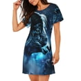 thumbnail image 2 of Uemuo Celestial Ram Night Sky Pattern Women’s Nightdress – Casual Sleep Shirt, Soft Relaxed Fit Short-Sleeved Cotton Sleepwear for Home, Bedtime, and Lounging, 2 of 6