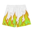 thumbnail image 5 of RYDCOT Men's Casual Faux Suede Flame Graphics Shorts Lightweight Elastic Waist Drawstring Summer Beach Shorts Yellow, 5 of 9