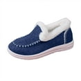 thumbnail image 5 of Snow Boots Slip on Penny Loafers for Women Casual Fleece Lined Warm Winter Warm Walking Flats Ankle Booties Blue Size 6, 5 of 6