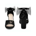 thumbnail image 2 of BLISSFUL STEP Women's Chunky Heel Sandals Open Toe Ankle Strap Lace Bow Heels Black 6.5, 2 of 7