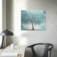 thumbnail image 3 of JRXY  Tree Wall Art Teal Blue Nature Tree of Life Abstract Canvas Painting Textured Picture, Modern Panoramic Landscape Artwork Framed for Living Room Bedroom Bathroom Office Home Decor 20x16in, 3 of 4