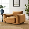 thumbnail image 2 of Armchair Accent Chair, Velvet, Brown, Modern Contemporary Urban Design, Living Lounge Room Hotel Lobby Hospitality, 2 of 7