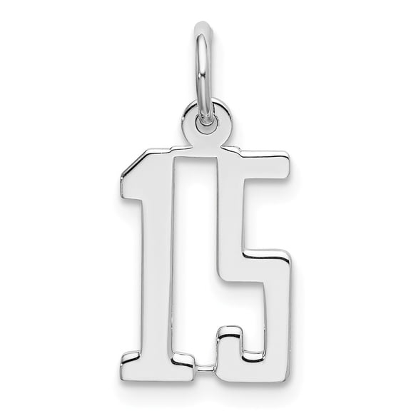White Sterling Silver Charm Pendant 15 20 mm 8 Rhodium-Plated Small Elongated Pol Number