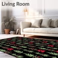 thumbnail image 2 of ODIKA 5'x7' Machine Washable Non-Slip Area Rug, Holiday Woodland Pine Needle Floor with Cardinal Fruit High Traffic Rug with Pad, Black, 731858, 2 of 8