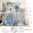thumbnail image 5 of Blue Coastal Blanket Soft Cozy Warm Throw Blanket for Couch, Plush Fuzzy Flannel Fleece Blankets for Sofa, Sea Turtle Octopus Coral Beach Nautical Bed Blankets Lightweight Gifts for Women, 50"x60", 5 of 9