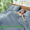 thumbnail image 3 of Sonoro Kate Luxury Bamboo Bed Sheet Set - Deep Pockets - 4 Piece, California King, Sky Blue, 3 of 6