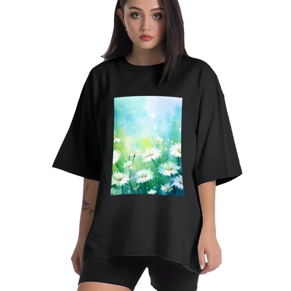 Plus Size Shirt for Women Black Tops for Women Short Sleeves Shirt for Women Flower 19 T Shirt Crewneck Shirt for Women XS