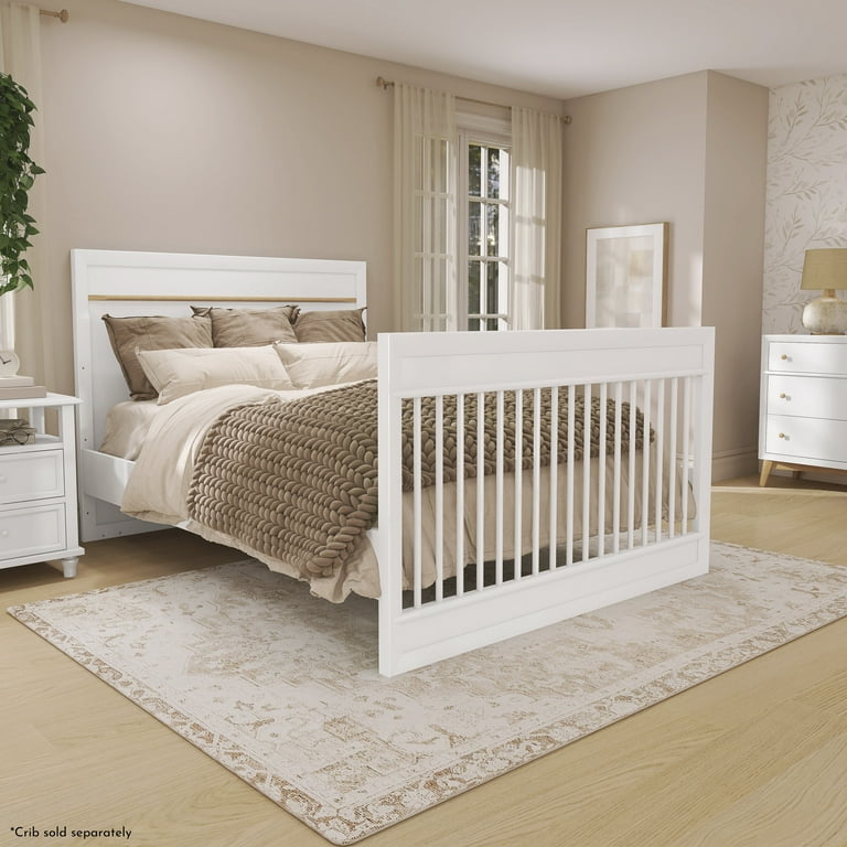 Evolur Universal Convertible Crib Wooden Full-Size Bed Rail, White