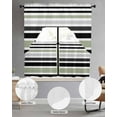 thumbnail image 3 of Sage Green Black Stripe Kitchen Curtains Sets 24 Inch Length with Valance, Modern Abstract Coarse Striped Swag Valances and Tiers Curtain Set Drapes Swag Curtains for Living Room, Bathroom, Bedroom, 3 of 6