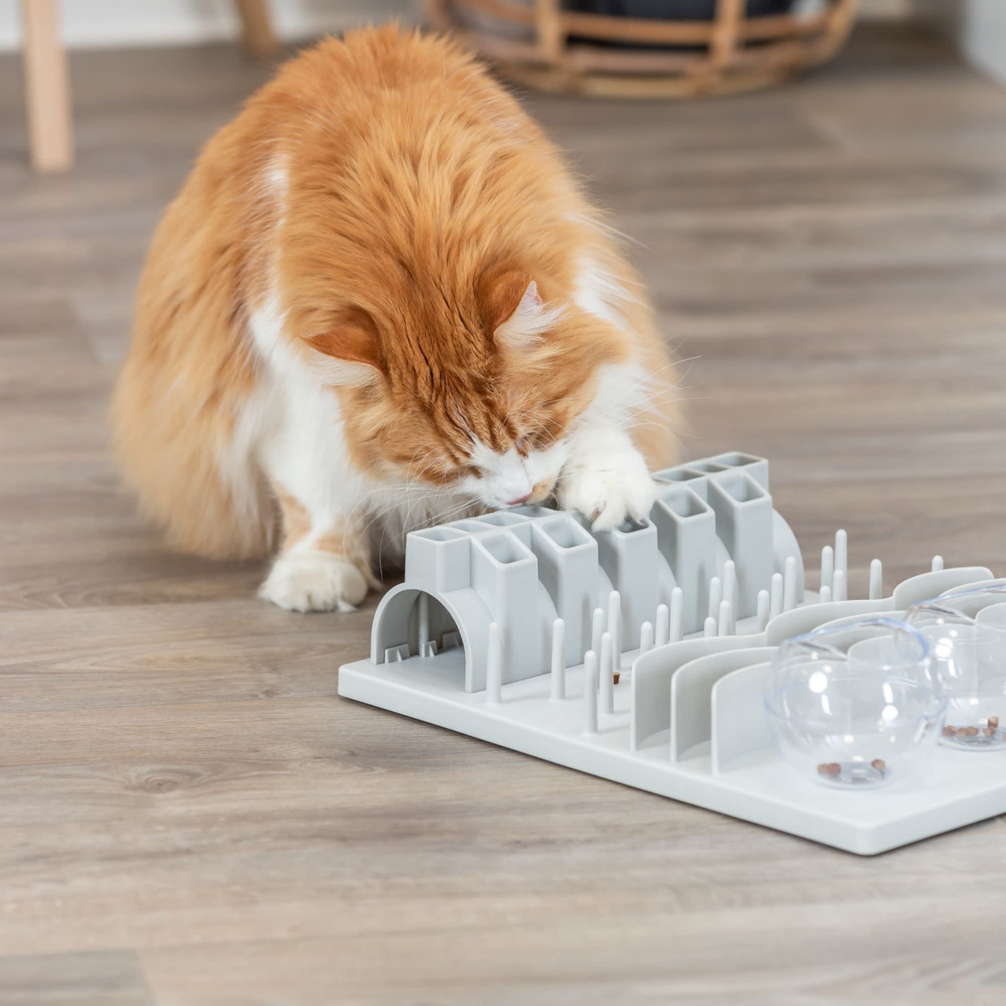 TRIXIE Fun Board XXL Strategy Game for Cats, Treat Puzzle Toy, Interactive Play, White
