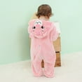 thumbnail image 4 of Meresysid Newborn Boys Girls Cute Romper Long Sleeve Hooded Jumpsuit Cute Flannel Clothes Pink, 4 of 9