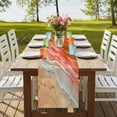 thumbnail image 3 of Burnt Orange Ombre Coastal Short Table Runner 60 Inches Long,Summer Nautical Beach Ocean Seaside Cotton Linen Table Runners Dresser Scarves,Tabletop Scarf Furniture Cover for Home Dinner Party13"x60", 3 of 8