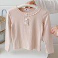 thumbnail image 5 of Child Girls Shirts Long Sleeve Henley T Shirts Button Up Slim Fit Tops Basic Tees Round Neck Ribbed Knit Shirts Girls Fall Winter Clothes Size 7-8T, 5 of 6