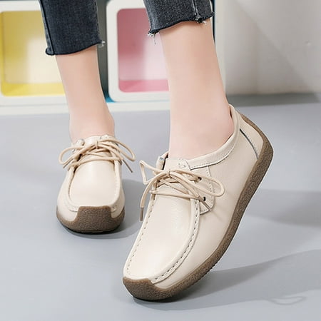 

〖Yilirongyumm〗 Beige 38 Sandals Women Ladies Shoes Fashion Casual Lace Up Shoes Round Toe Flat Sole Shoes Loafers Shoes Casual Shoes