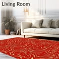 thumbnail image 2 of ODIKA 6'x9' Machine Washable Non-Slip Area Rug, Autumnal Safari Mosaic with Stylized Jungle Creatures and Leaf Vein Details High Traffic Rug, Red, 511576, 2 of 7