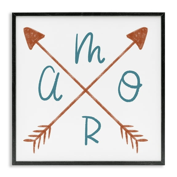 Stupell Industries Amor con Flechas Cruzadas Typography and Symbols Painting Black Framed Art Print Wall Art, 12 x 12