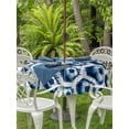 thumbnail image 3 of Outdoor Tablecloth with Umbrella Hole for Patio/Picnic/Party/Camping, Blue Football Waterproof Table Cloth Round Cover Washable, Vintage Soccer Geometric Watercolor (Dia 54"), 3 of 9