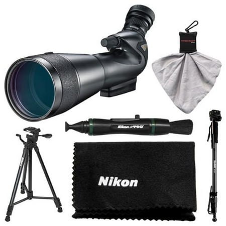 Nikon 20-60x82mm Prostaff 5 Angled Body Fieldscope Spotting Scope with Eyepiece + Tripod + Monopod + Anti-Fog Cloth + Lens Pen +