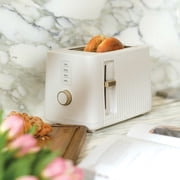 Thyme & Table 2-Slice Toaster, Extra-Wide Slots with Removable Crumb Tray, Sand White