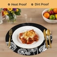 thumbnail image 4 of White Dandelion Round 15 Inch Placemats Set of 2, Spring Flowers Botanical Vintage Black HeatResistant Non Slip Place Mats for Dining Table, Wipeable Braided Kitchen Table Mats for Housewarming, 4 of 9