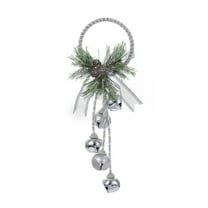 Kurt Adler Silver and White Bell Door Hanger with Greens and Pinecones