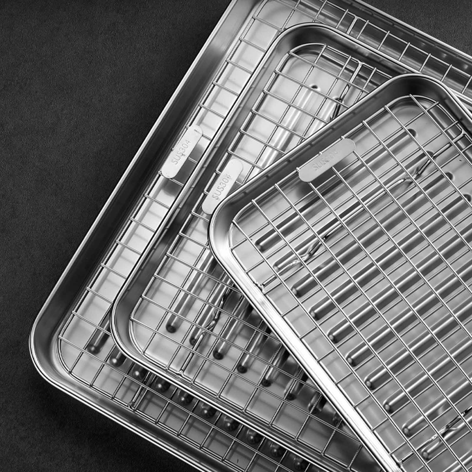 Baking Pans with Cooling Rack Baking Cookie Sheet 304Stainless Steel 5 Size Choose Perfect Gift for Baking Lover