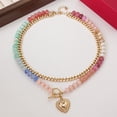 thumbnail image 3 of Layered Choker Multicolor, Beaded Heart Pendant Necklace, Gold, 3 of 5
