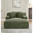 thumbnail image 2 of Cloudline Oversized Chaise Lounge Chair in Soft Corduroy, Modern Comfy Couch with Full Foam Cushioning, Cozy Sleeper Sofabed for Living Room, Bedroom, No Assembly Required, Green 67311, 2 of 8