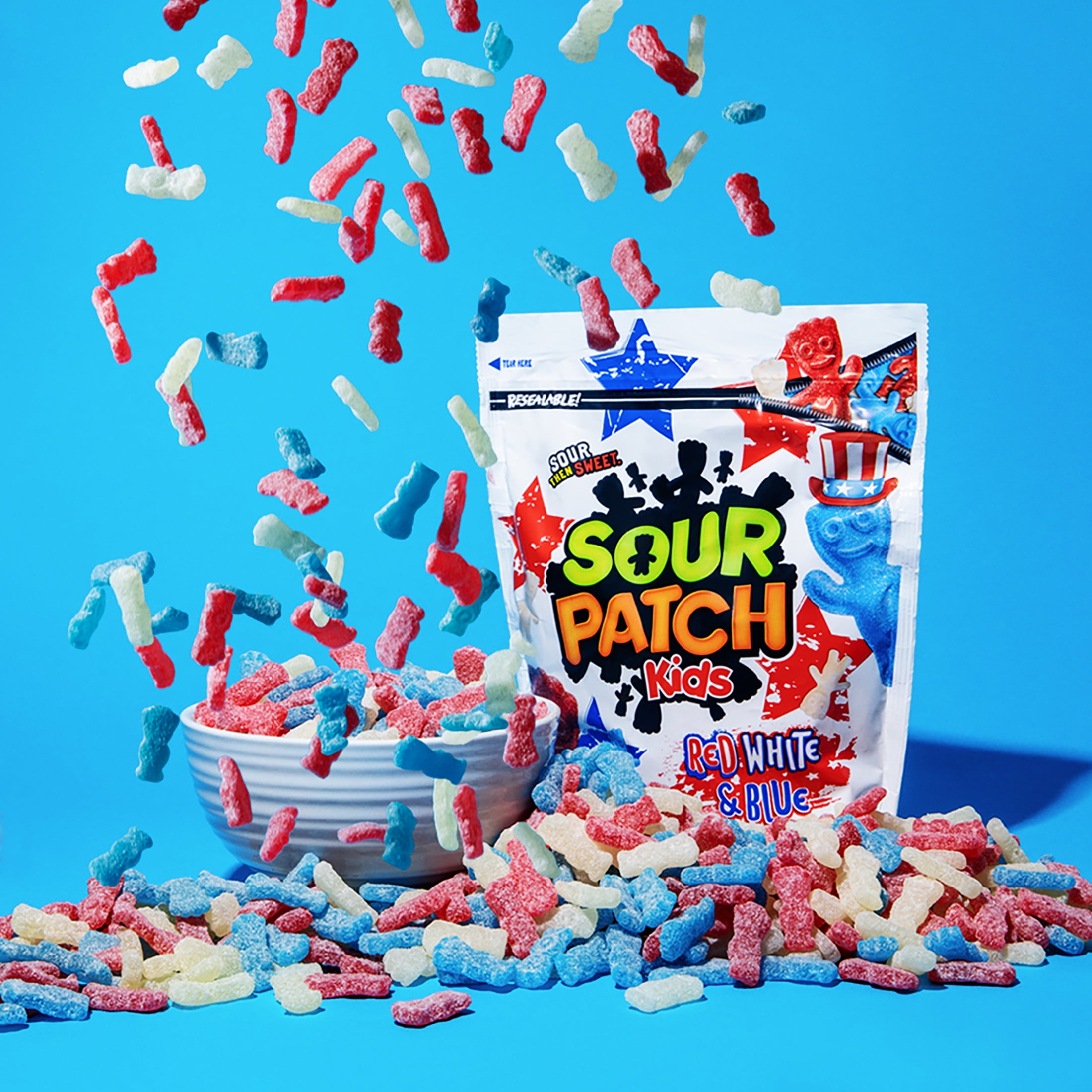 SOUR PATCH KIDS Red, White & Blue Soft & Chewy Gummy Candy, Bulk Candy, 1.8 lb