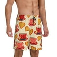 thumbnail image 2 of Easygdp Cups of Tea Men's Short Pajama Pants, Sleep Shorts, Household Pants, Casual Pants with Pockets - Small, 2 of 9