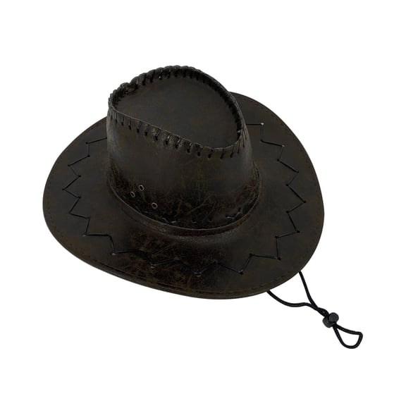 MEICHEN Men's Classic Western Hat With Leather Solid Color Stylish Cowboy Hat Retro Sun Hat
